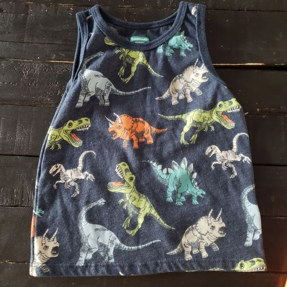 Garanimals Toddler Boy 2T Outfit Set Dinosaur Tank Top Orange Basketball Shorts